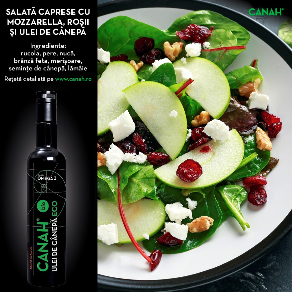 Salata mozarella rosii ulei de canepa